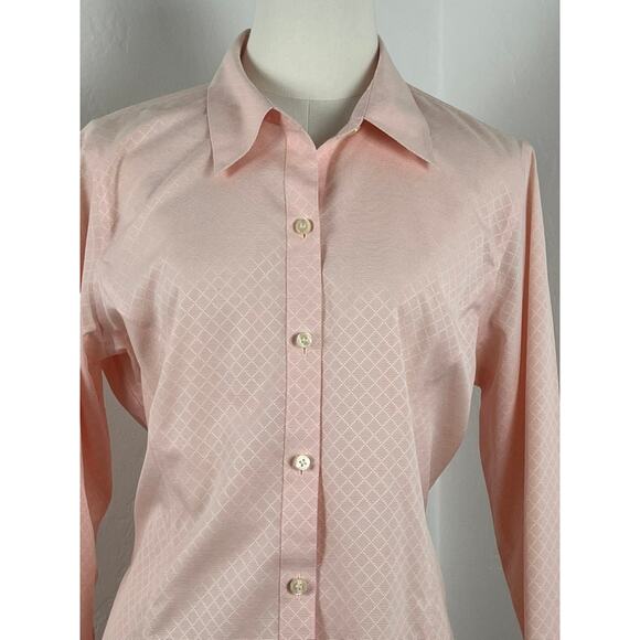 Shell Pink Button-up Long Sleeve Blouse with French Cuffs - Picture 2 of 8